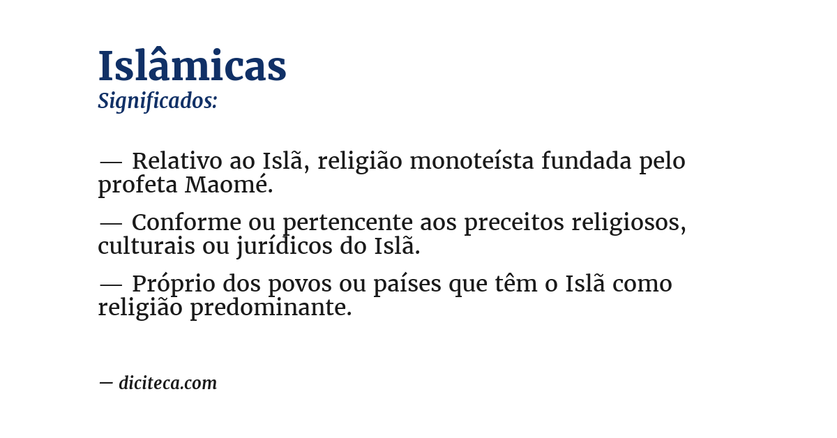 Significado de islâmicas
