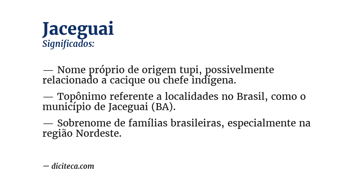 Significado de jaceguai