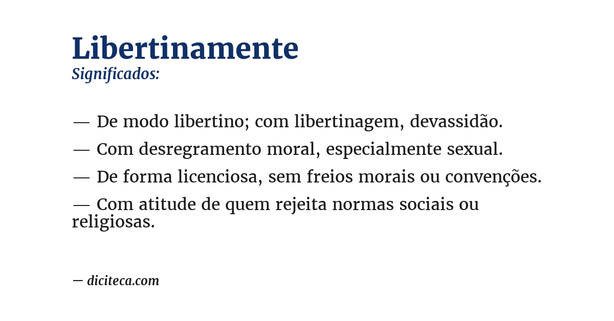 Significado de libertinamente