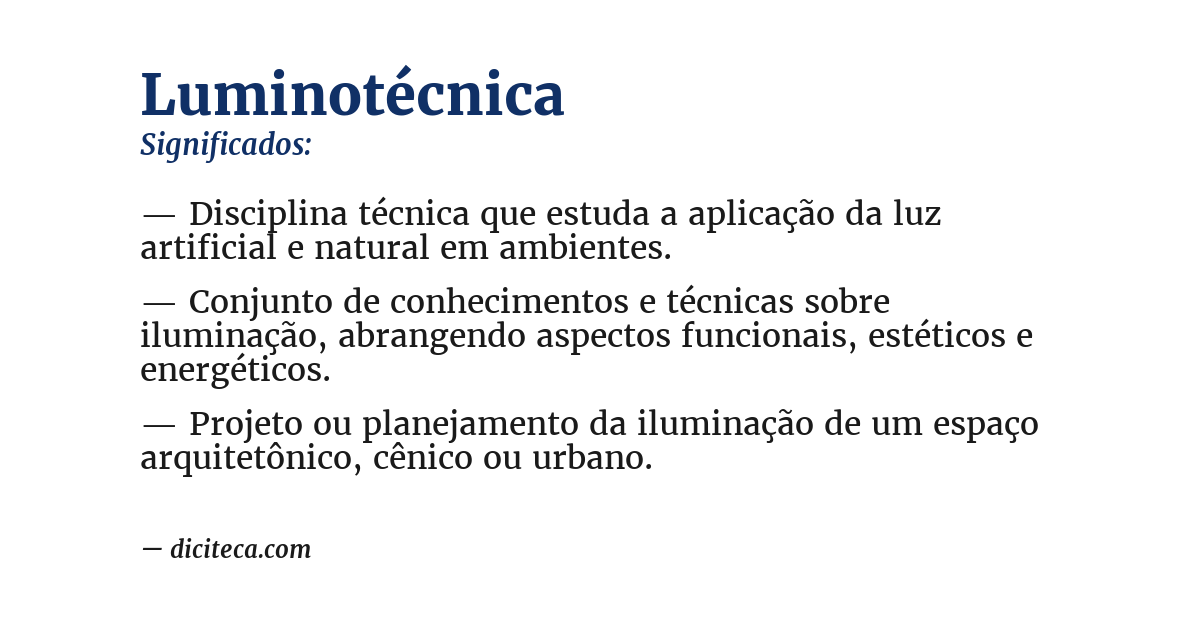Significado de luminotécnica