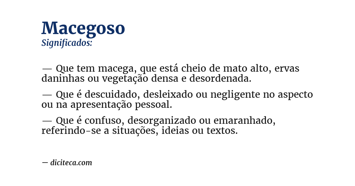 Significado de macegoso