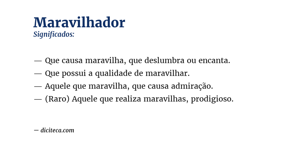 Significado de maravilhador