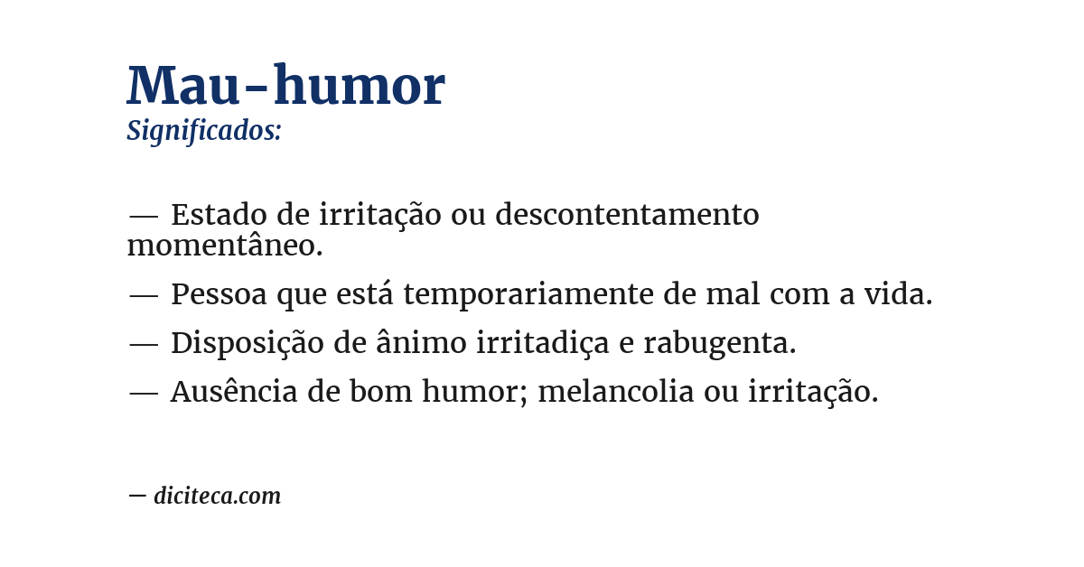 Significado de mau-humor