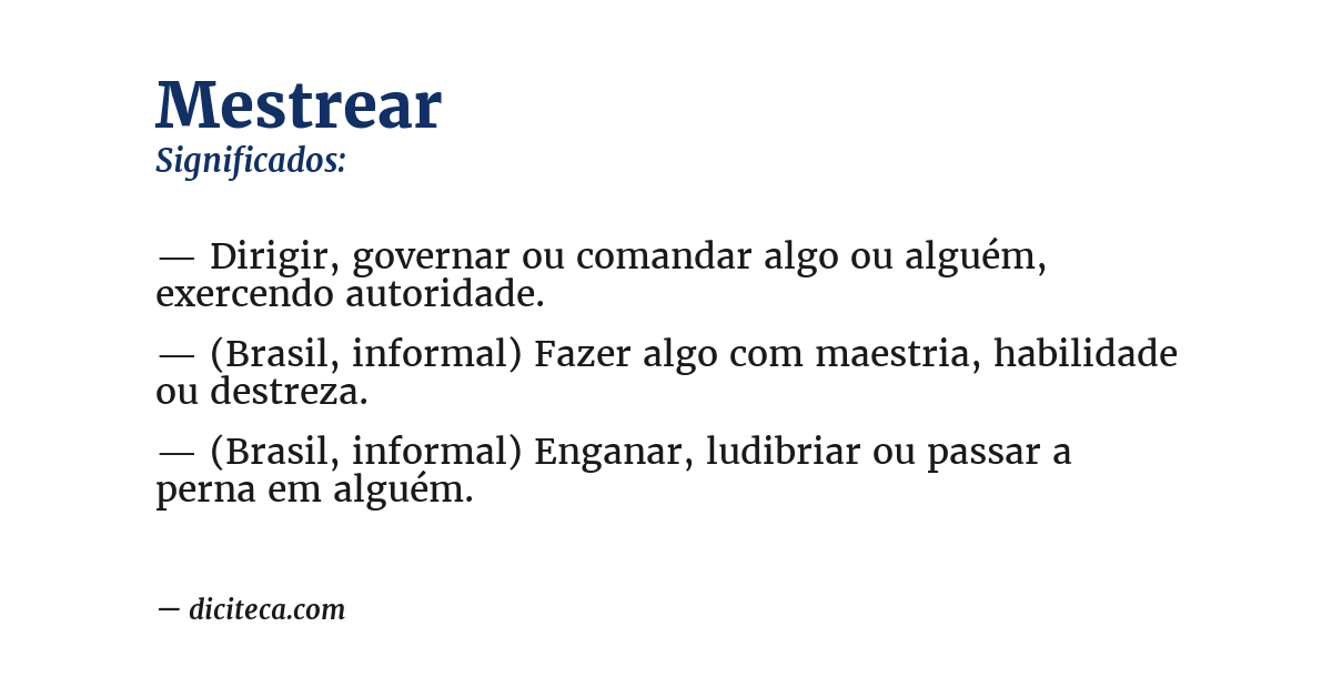 Significado de mestrear