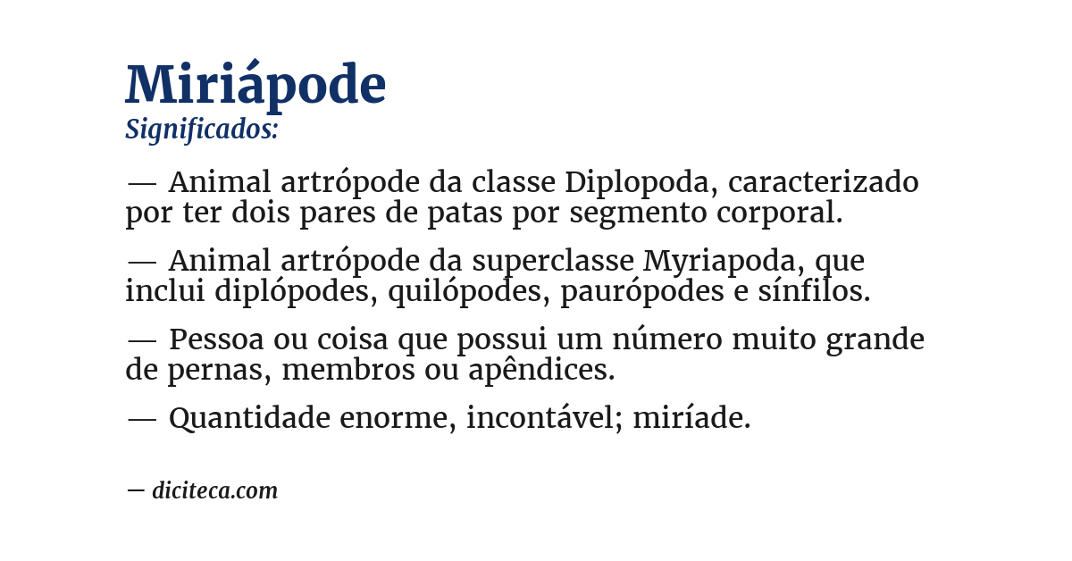 Significado de miriápode