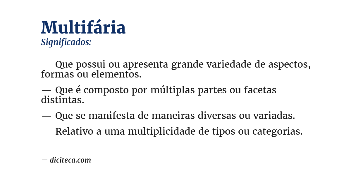Significado de multifária