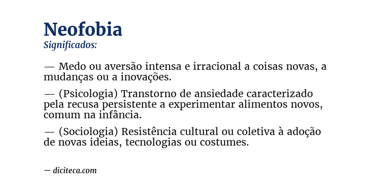 Significado de neofobia