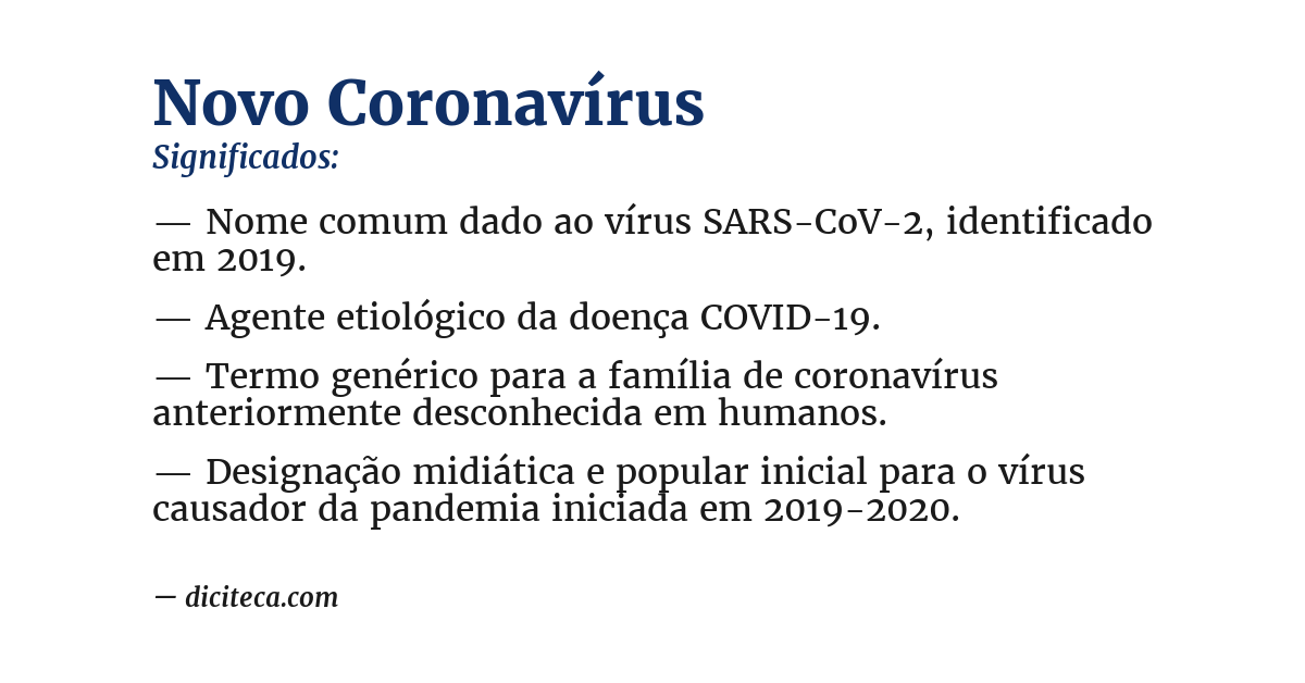 Significado de novo coronavírus