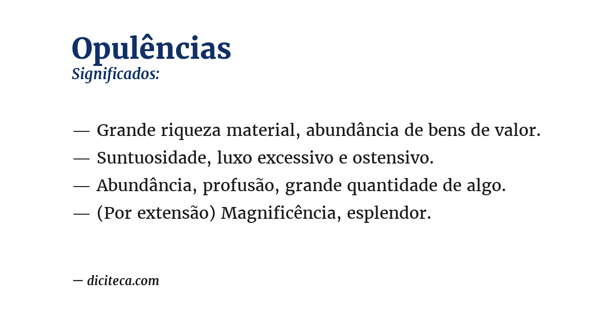 Significado de opulências