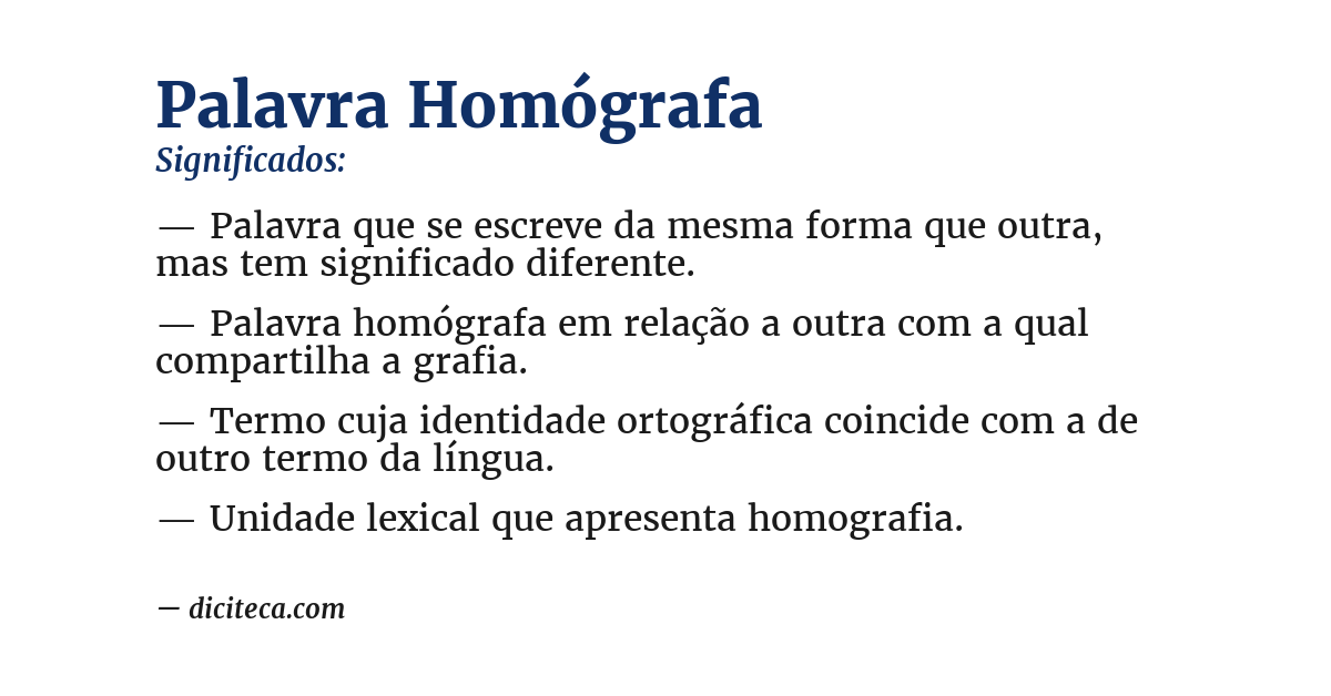 Significado de palavra homógrafa