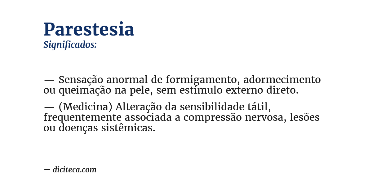 Significado de parestesia