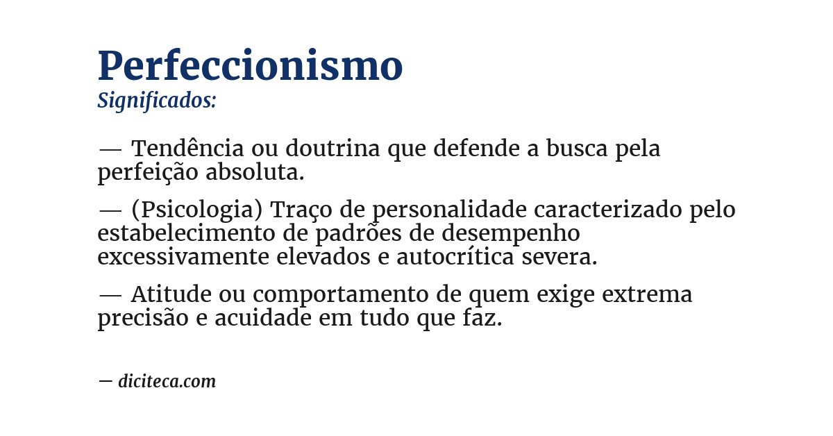 Significado de perfeccionismo
