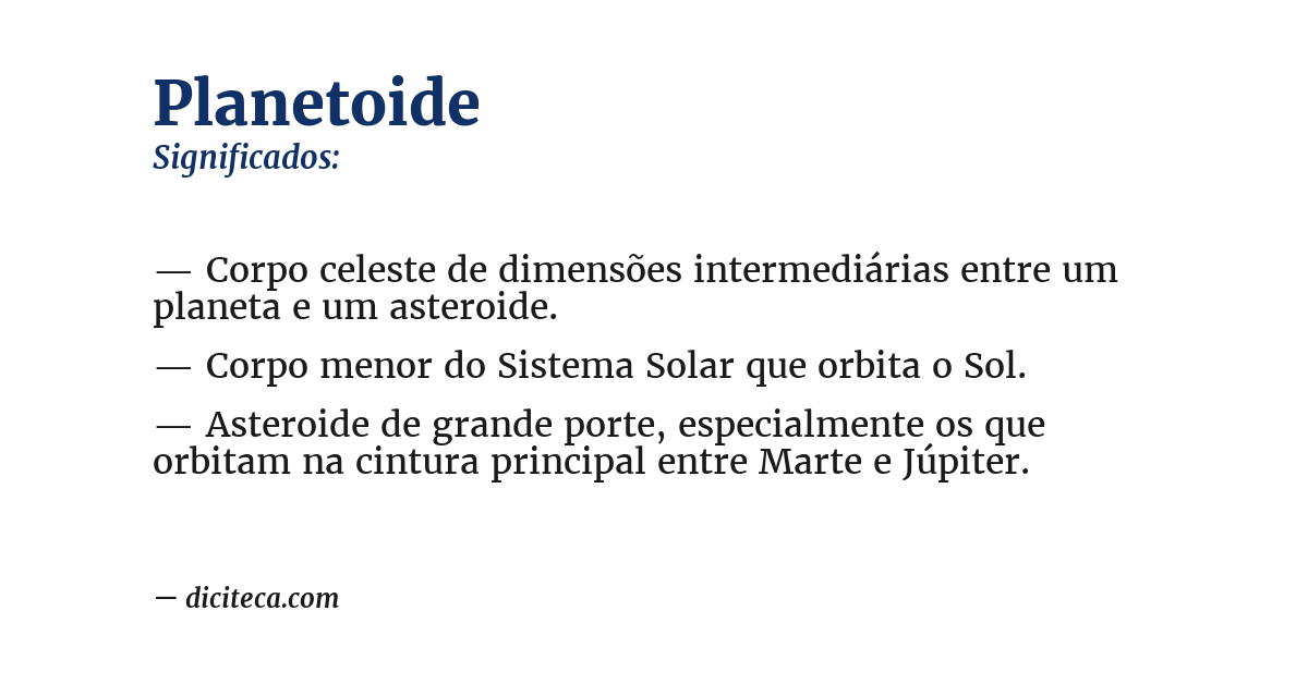 Significado de planetoide