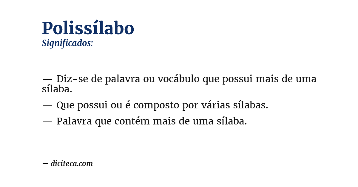 Significado de polissílabo