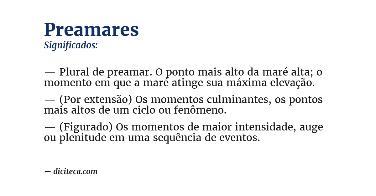 Significado de preamares