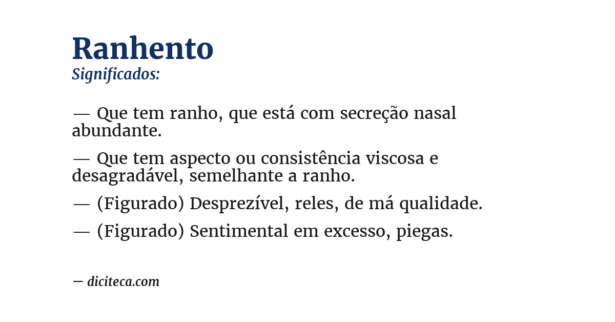 Significado de ranhento