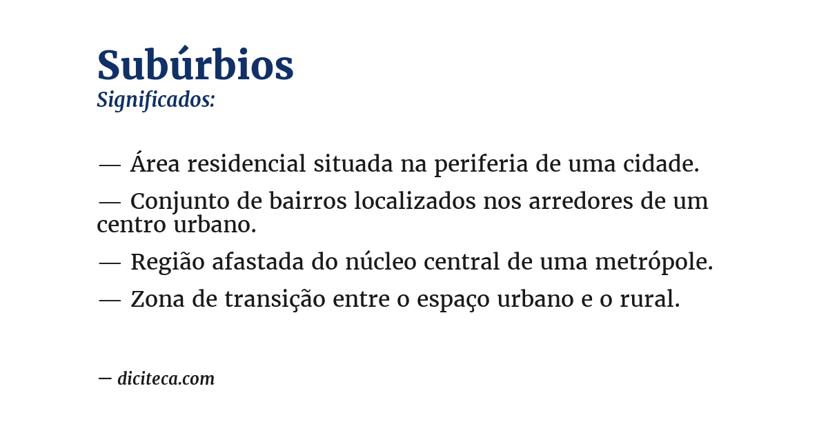 Significado de subúrbios
