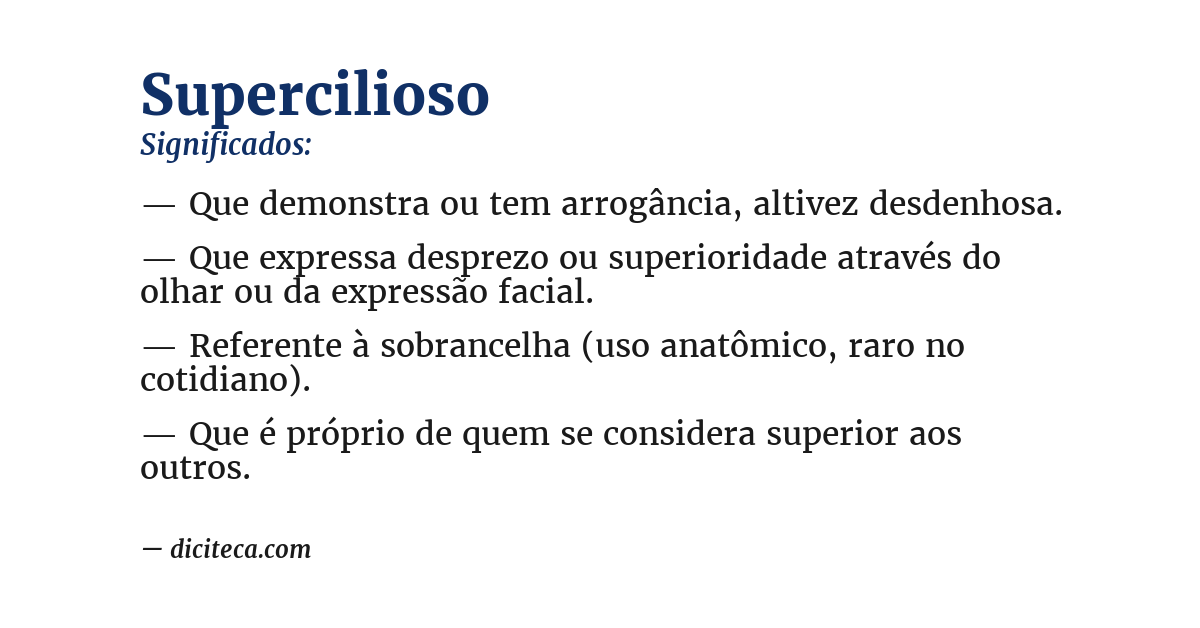 Significado de supercilioso
