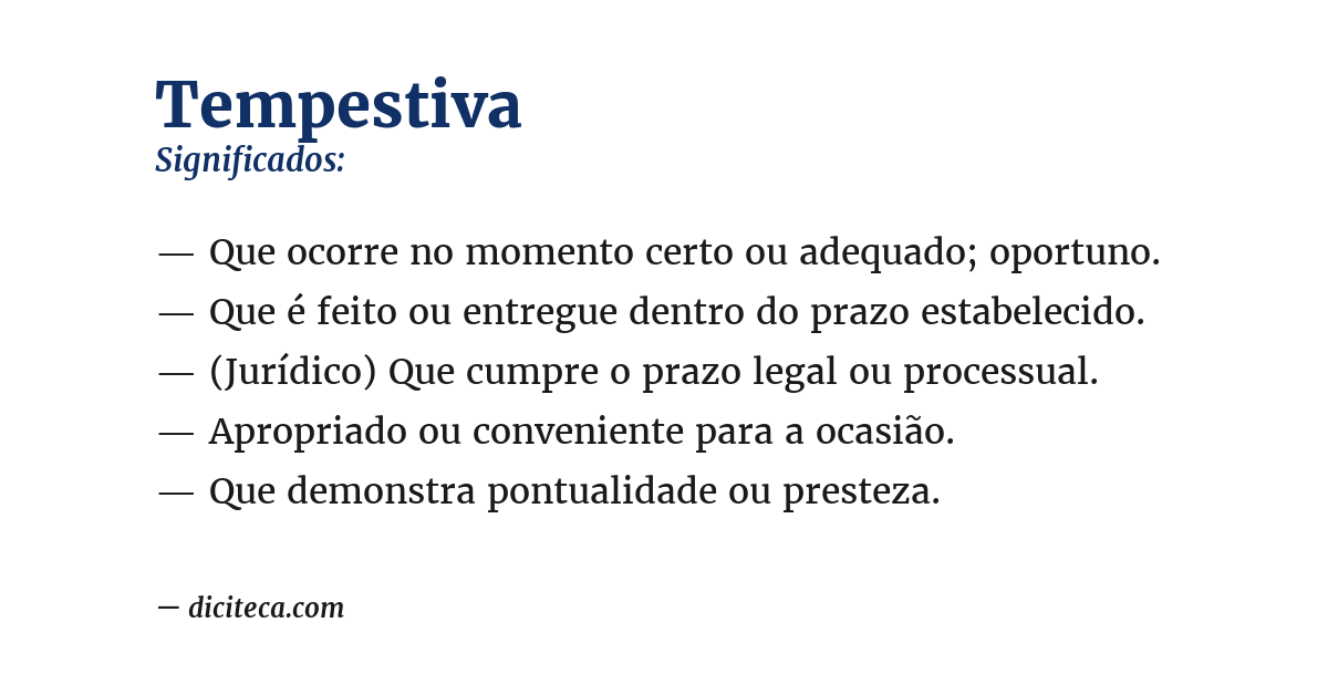Significado de tempestiva