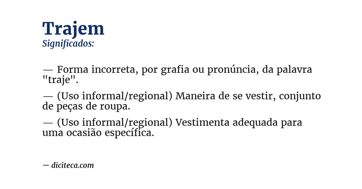 Significado de trajem