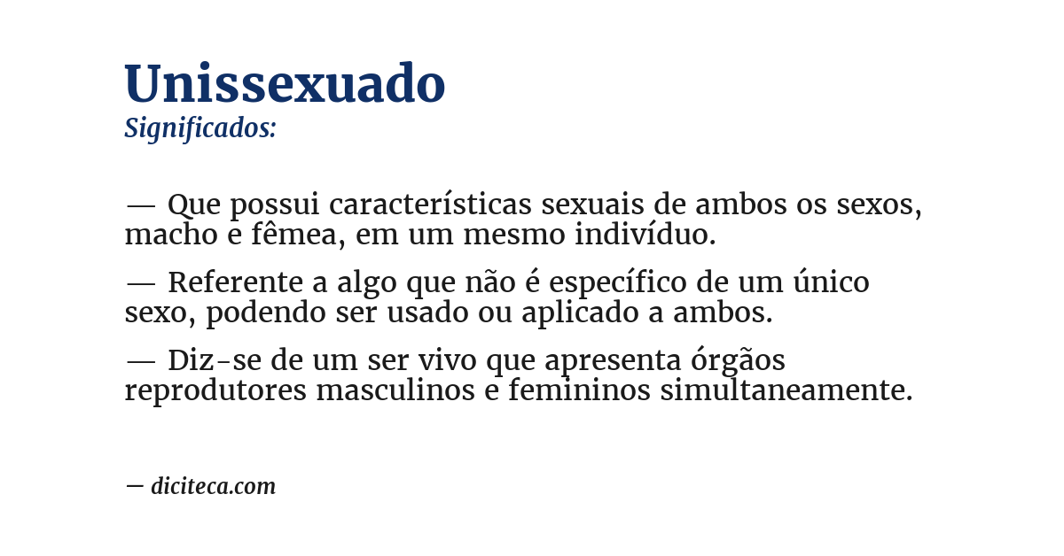 Significado de unissexuado