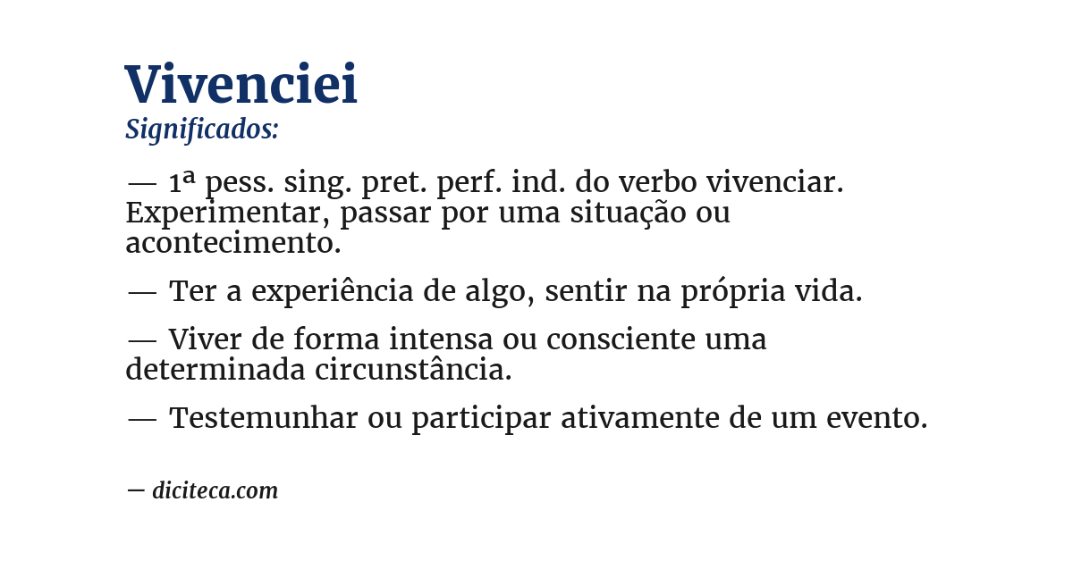 Significado de vivenciei