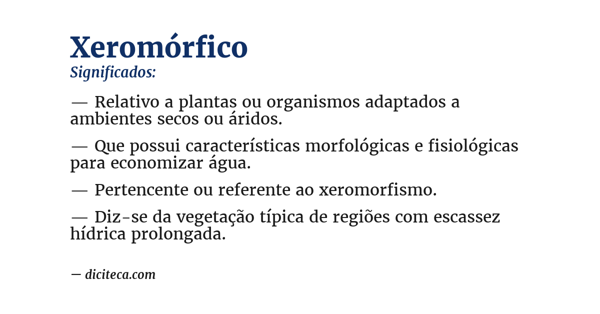 Significado de xeromórfico
