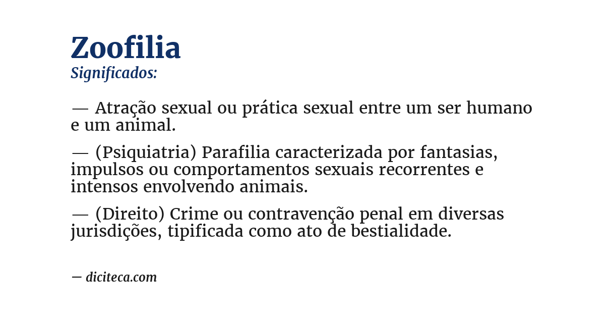 Significado de zoofilia