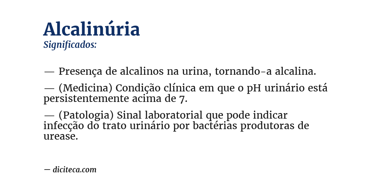 Significado de alcalinúria