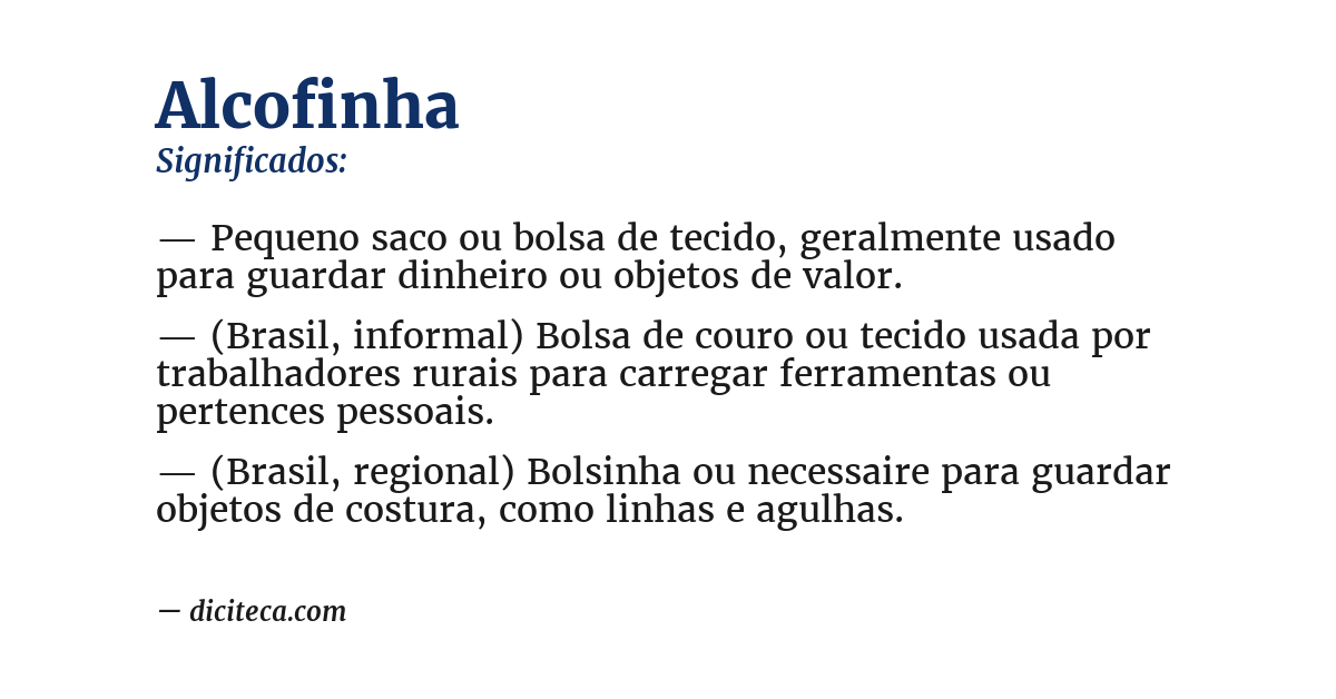 Significado de alcofinha