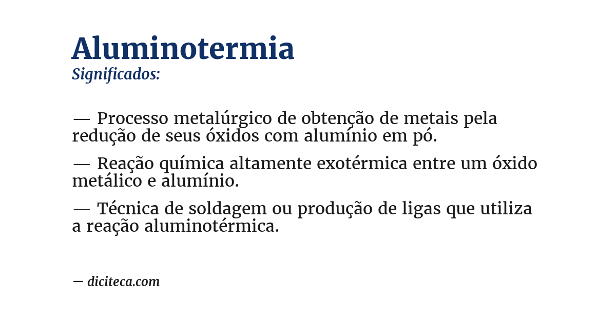 Significado de aluminotermia