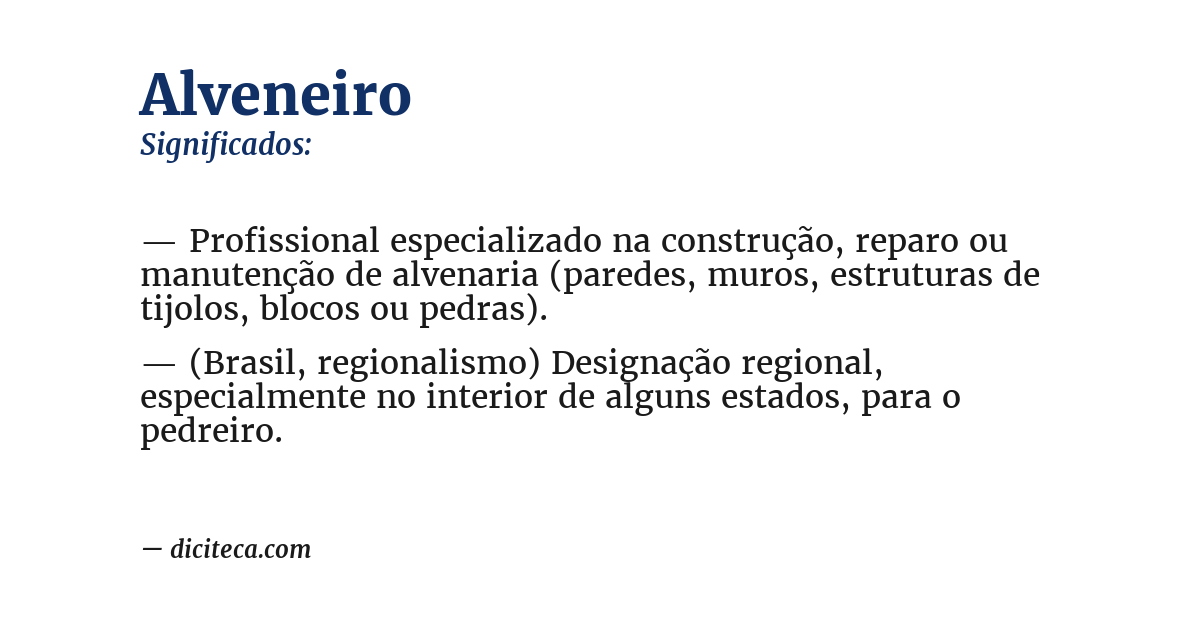 Significado de alveneiro