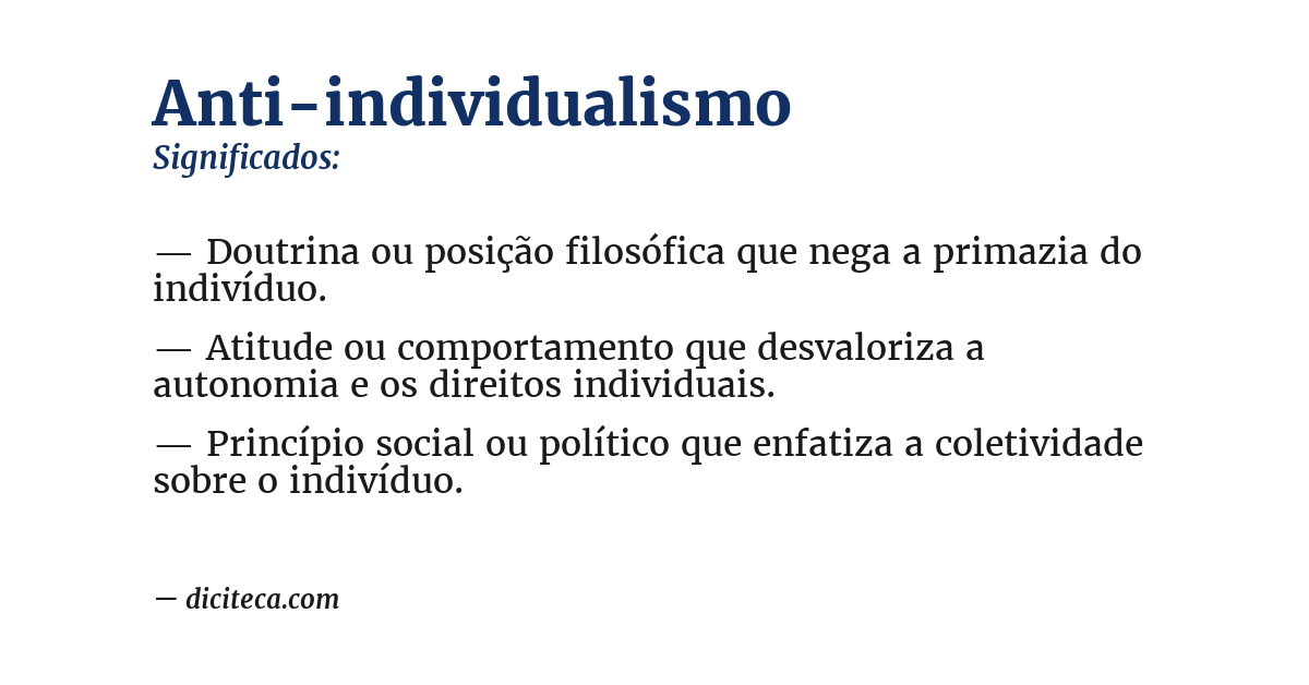 Significado de anti-individualismo