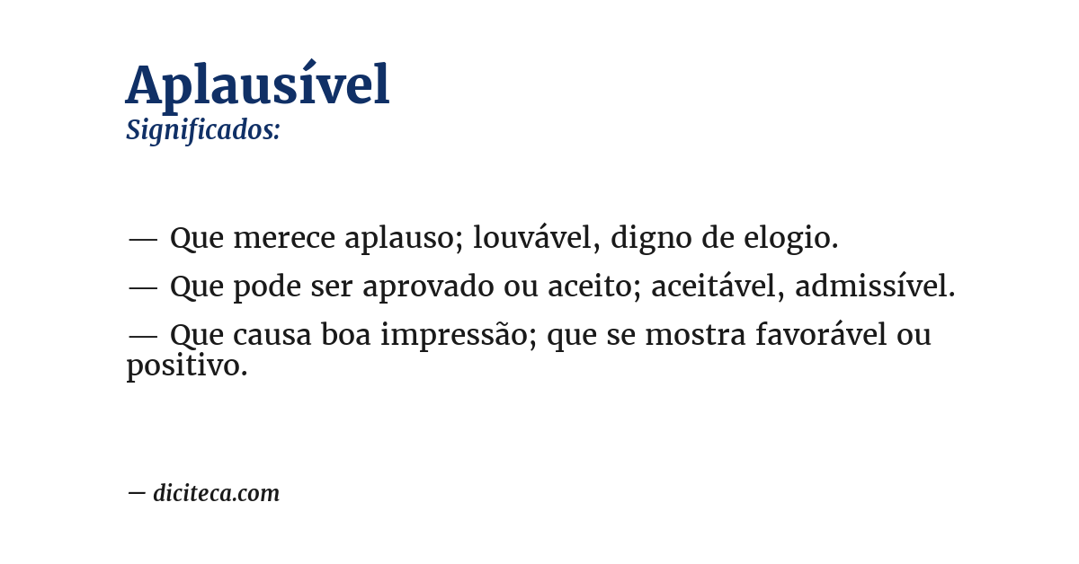 Significado de aplausível