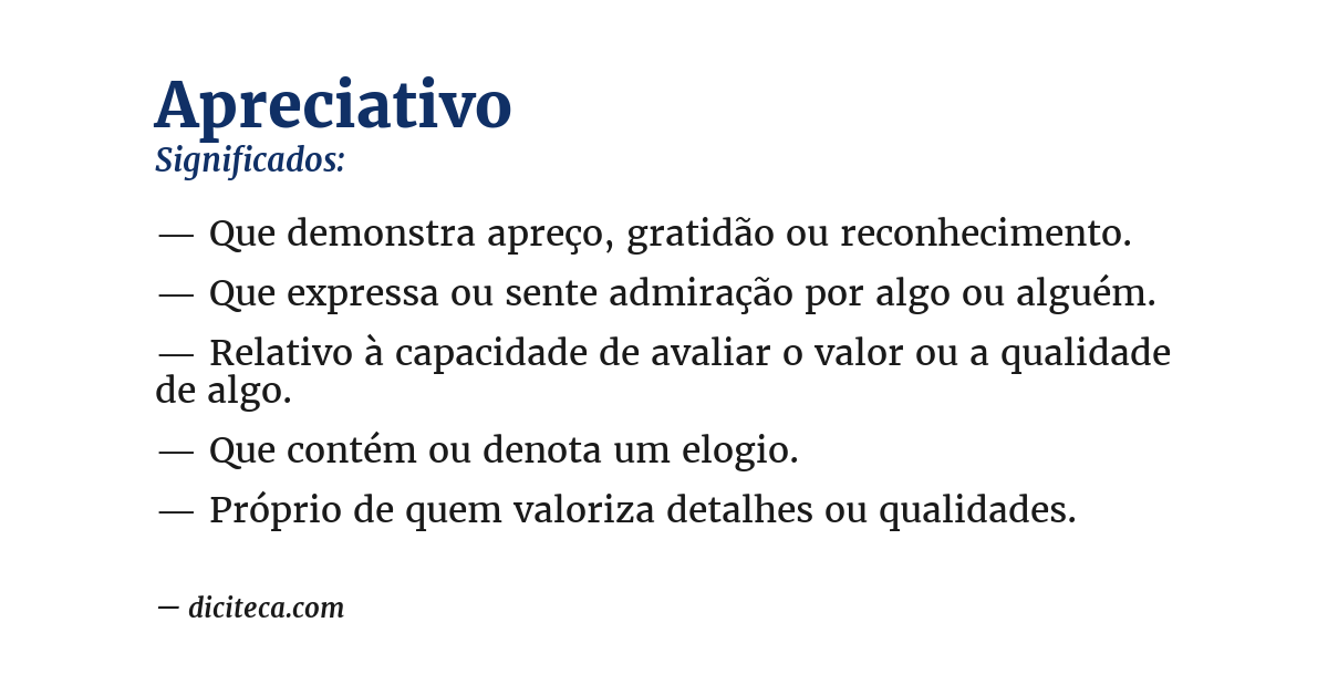 Significado de apreciativo