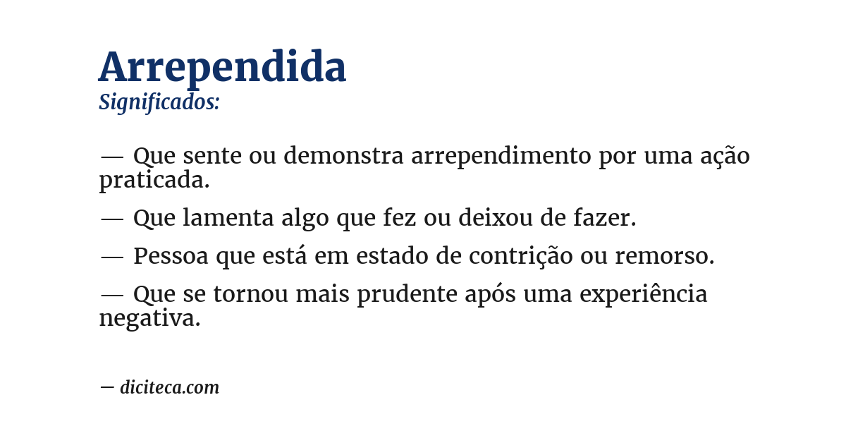 Significado de arrependida