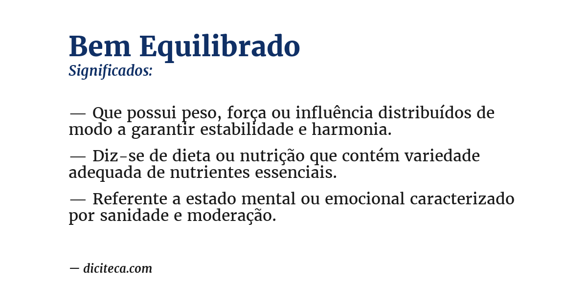 Significado de bem equilibrado