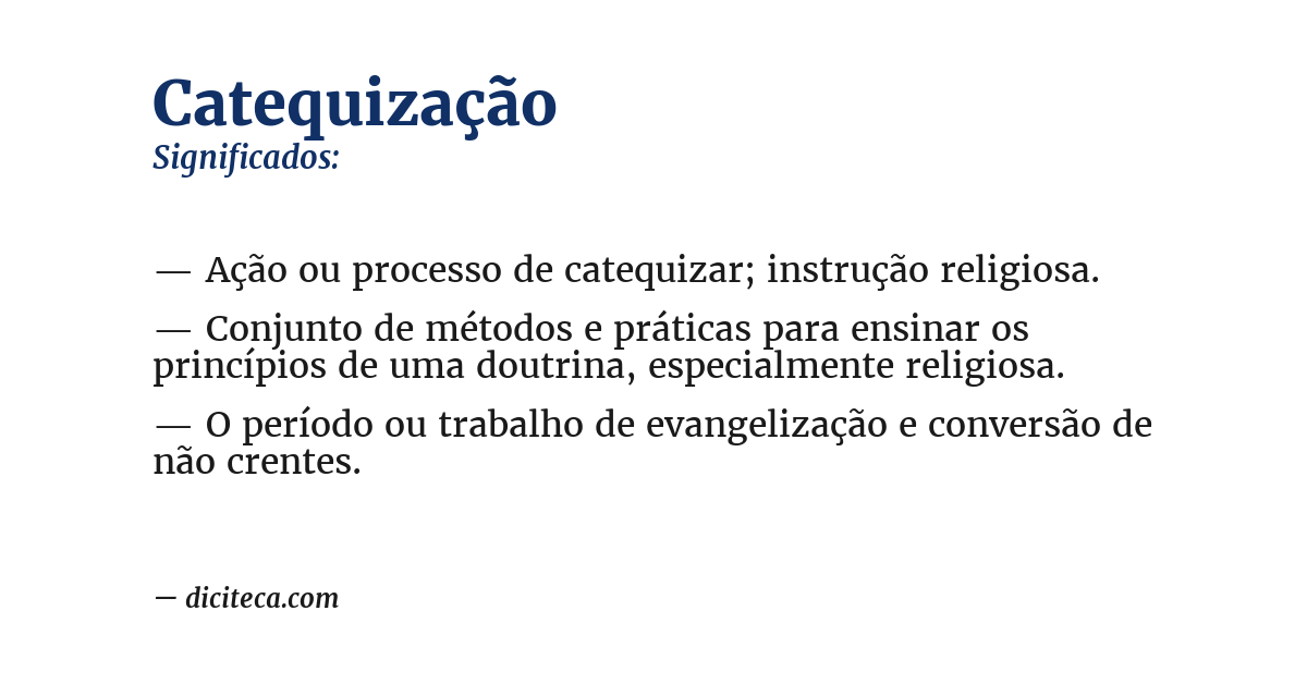 Significado de catequização