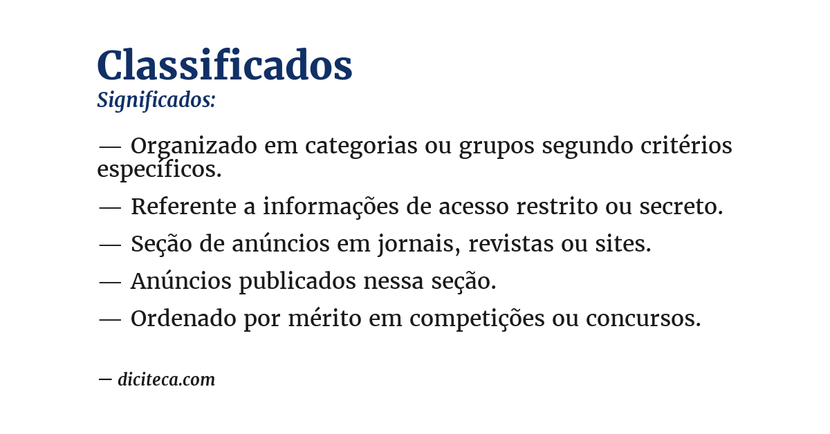 Significado de classificados