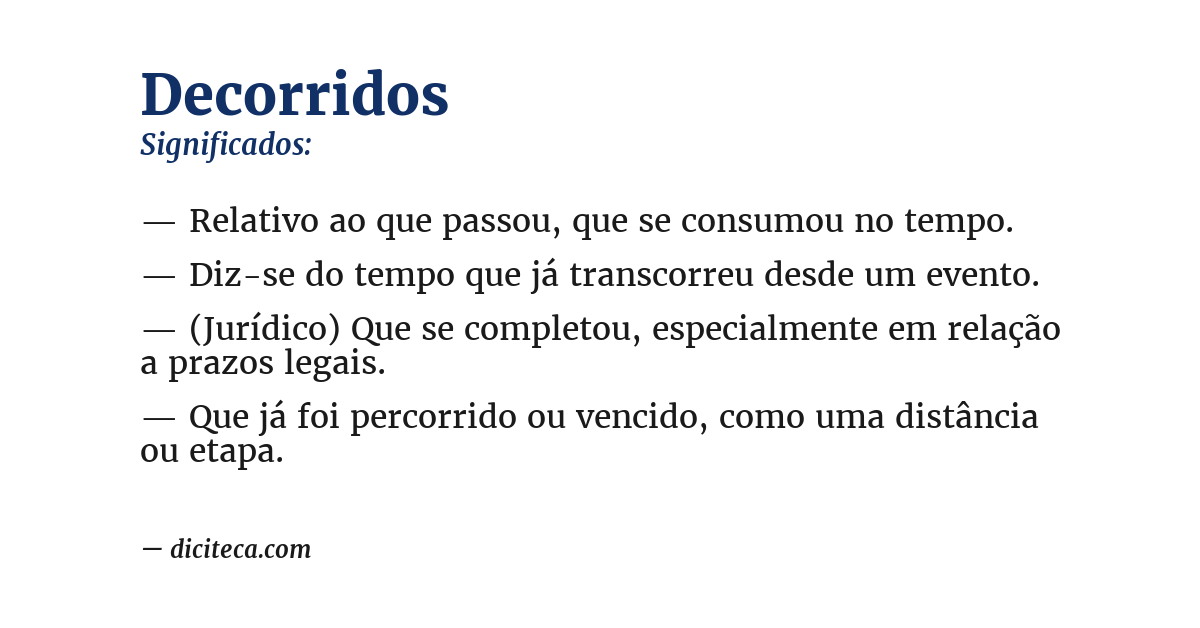 Significado de decorridos