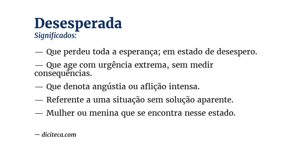Significado de desesperada