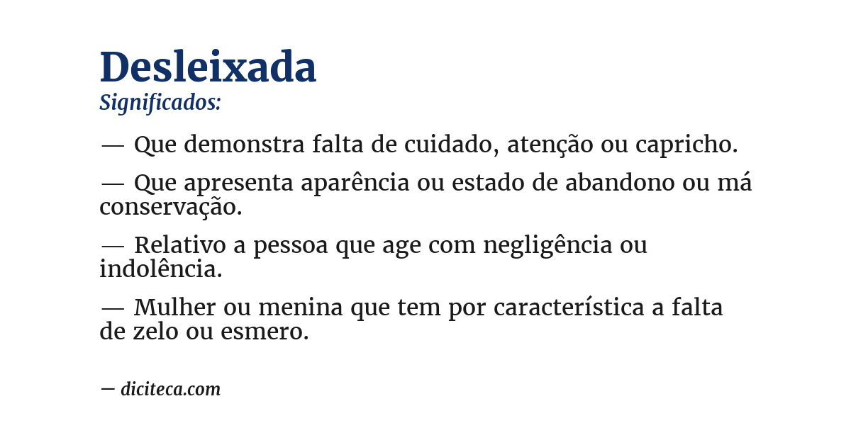 Significado de desleixada