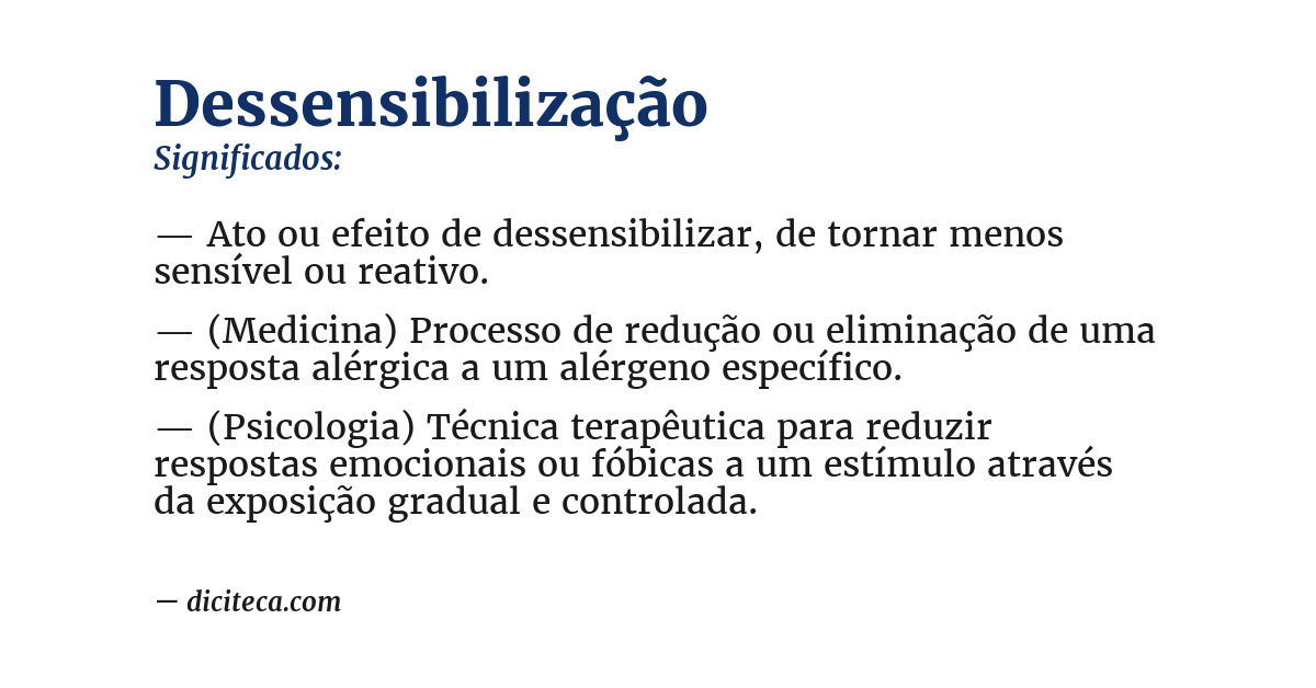 Significado de dessensibilização