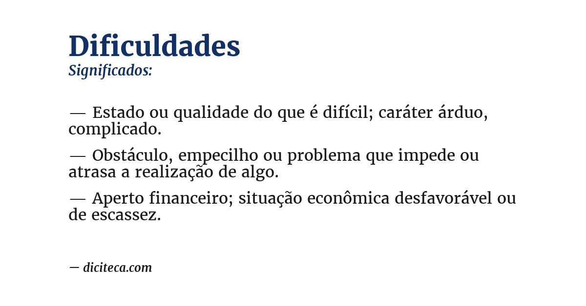 Significado de dificuldades