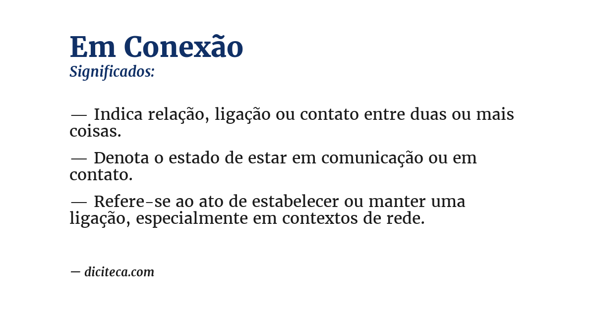 Significado de em conexão
