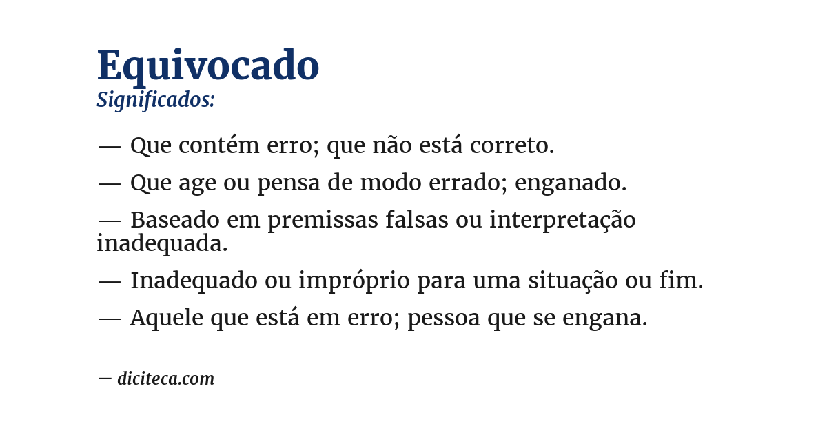 Significado de equivocado