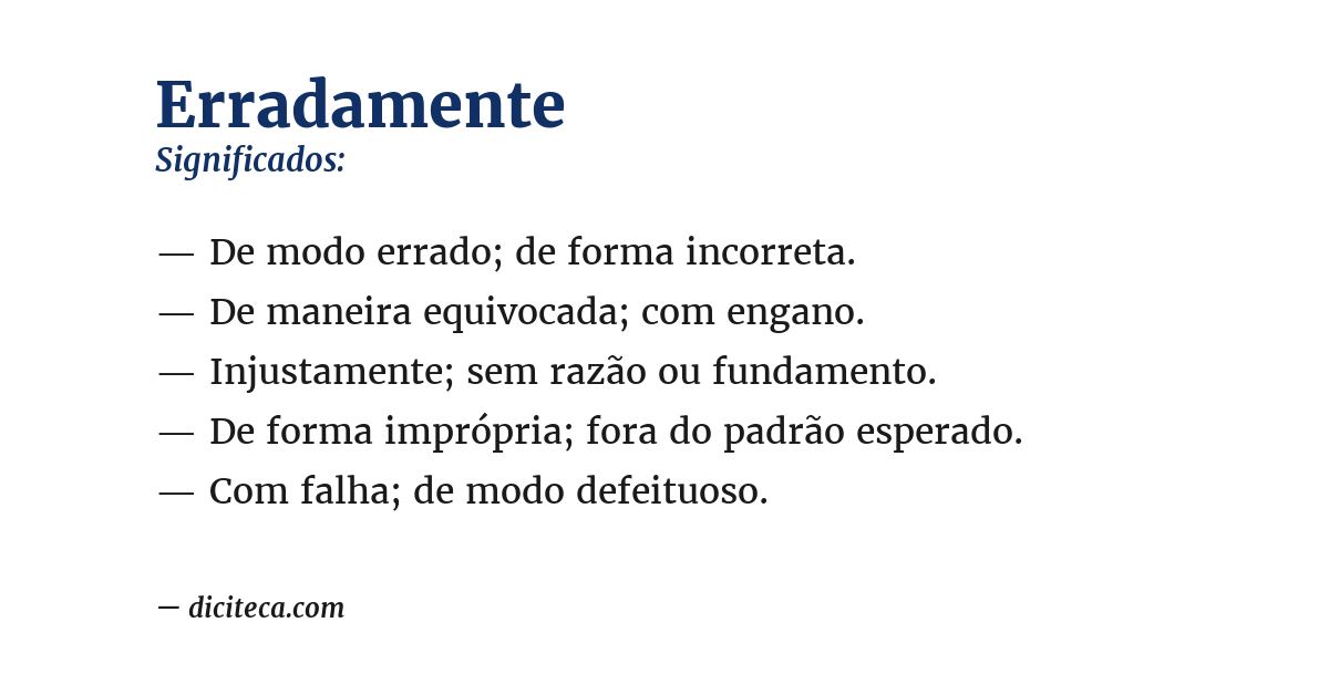 Significado de erradamente