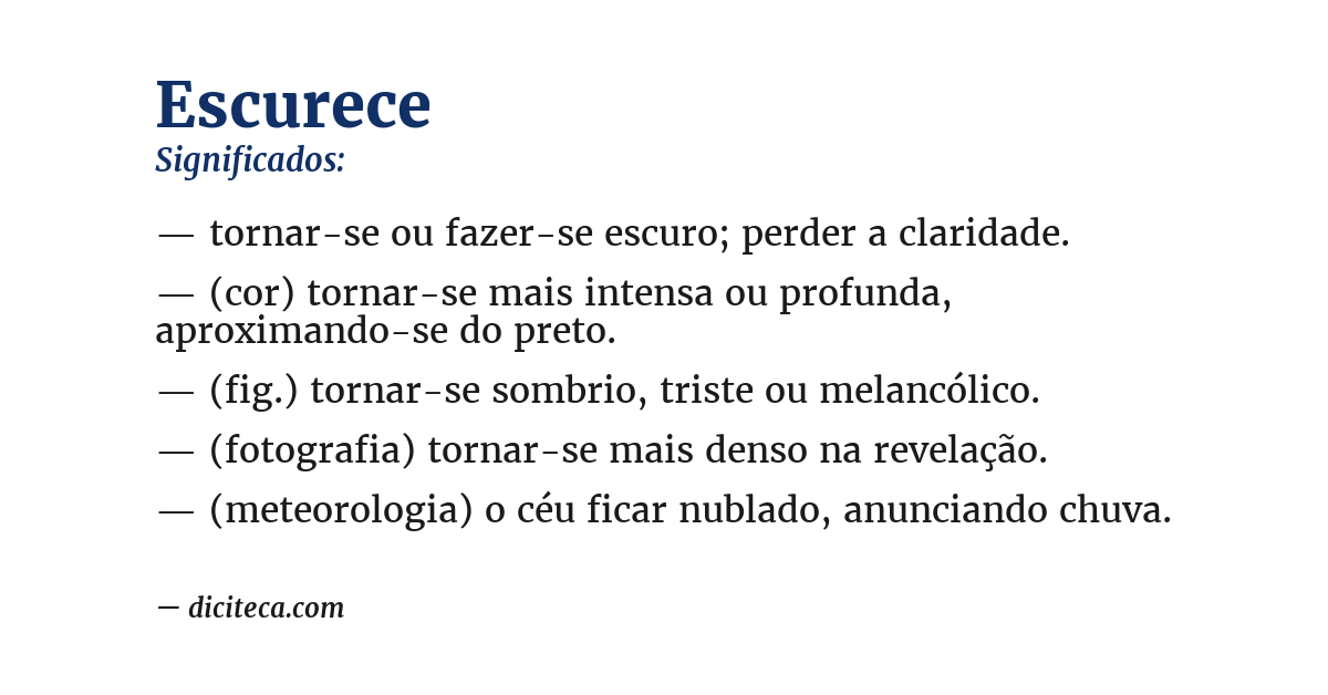 Significado de escurece
