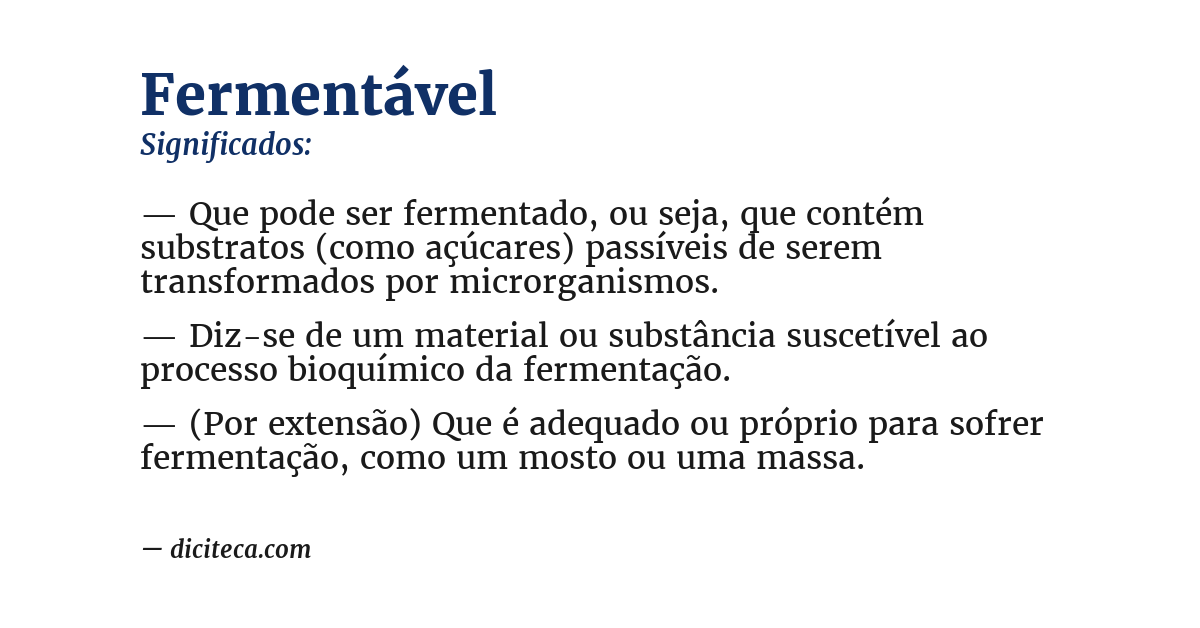 Significado de fermentável