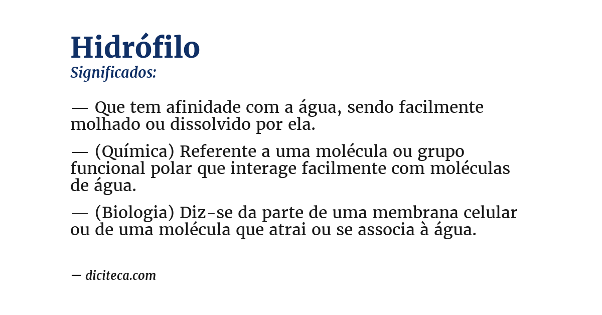 Significado de hidrófilo